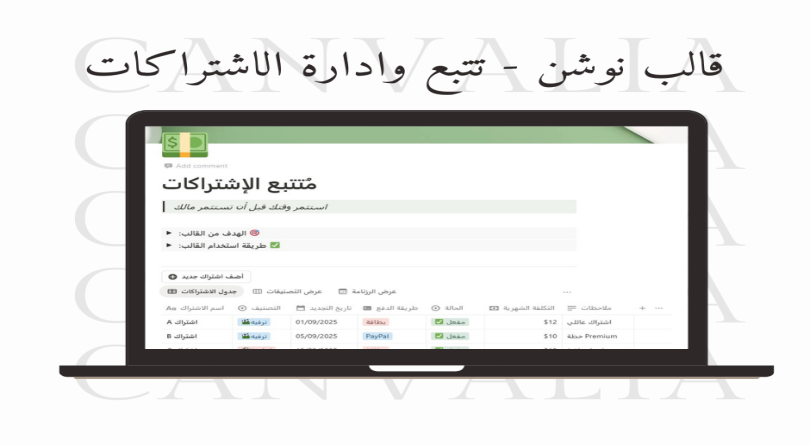 قالب نوشن - تتبع وادارة الاشتراكات