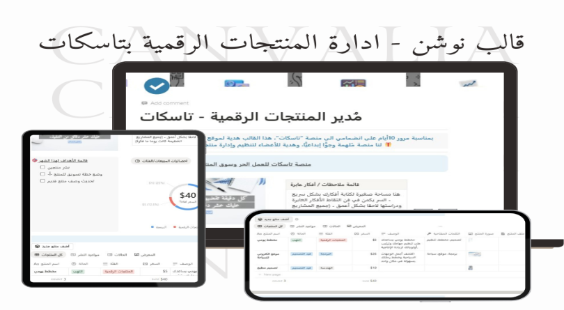 قالب نوشن - مُدير المنتجات الرقمية بتاسكات (هدية)