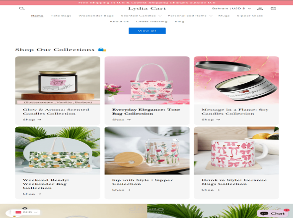 تطوير وإنشاء موقع شوبيفاي لـ LydiaCart